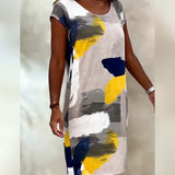 Рокля са округлим деколте, принт Tie-Dye