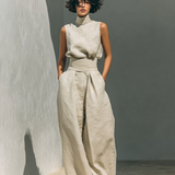 Maria – Minimalistički set od pamuka i lana s topom i širokim pantalonama