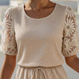 Haljina sa reljefnim trikotažem Patchwork Daisy Čipka