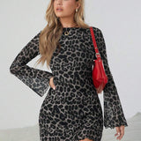 Shelby™ - Haljina sa leopard printom i prozirnim detaljima