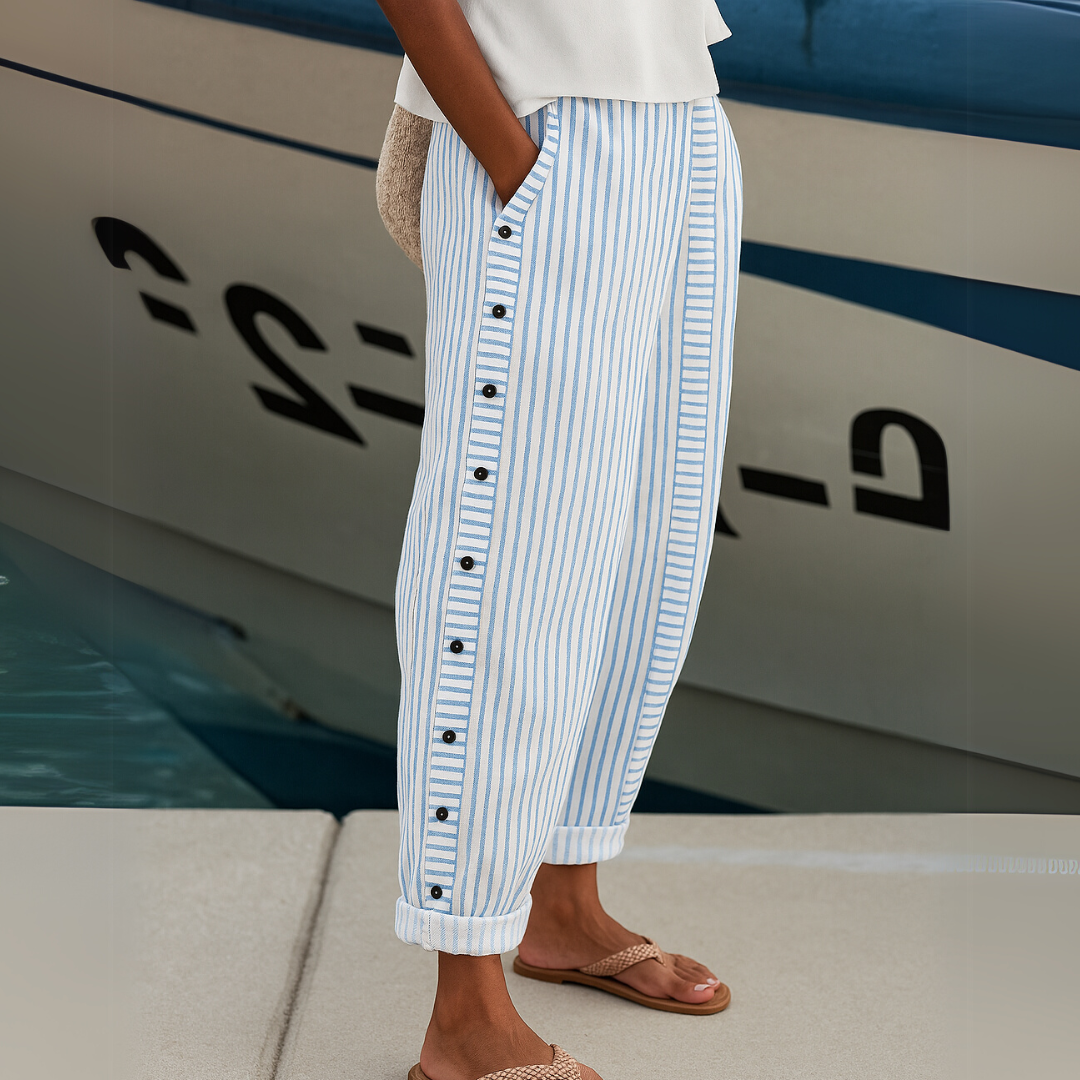 Cybèle | Elegantne pantalone sa dugmadima i prugama