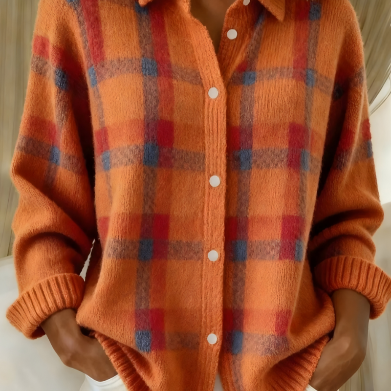 Nina - Cardigan Doux à Carreaux