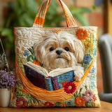 Bolso Artesanal - Shih Tzu sa Knjigama i Cvećem