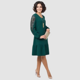 Mina™ Elegantna Midi Haljina sa Čipkastim Rukavima