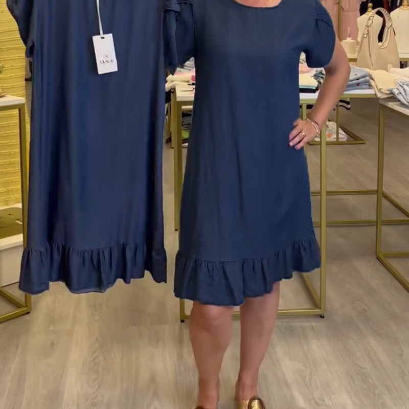 Denim haljina sa volanima
