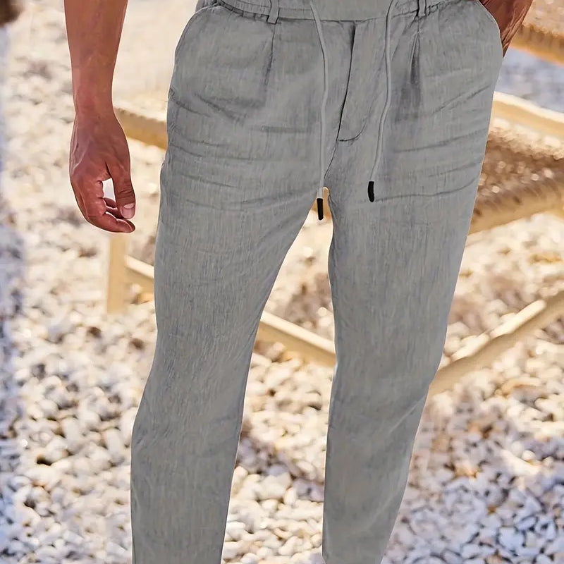NICHOLS | ŠIROKE LINO PANTALONE SA KORDONOM