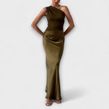 Elegantna Maxi Plisirana Haljina sa Jednim Rame