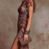 Andrea - Boho Ruffled Midi Haljina