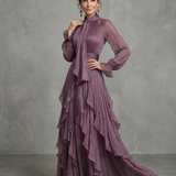 Demetria | Haljina Maxi sa Raskošnim Ovratom i Ruffles