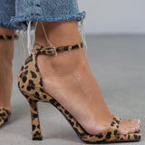 Júlia - Sandale sa visokim potpeticama sa leopard printom