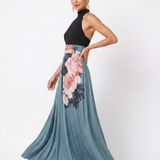 Olympas | Halter Bodice Floral Skirt Maxi Haljina