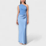 Elegantna Maxi Plisirana Haljina sa Jednim Rame