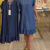 Denim haljina sa volanima