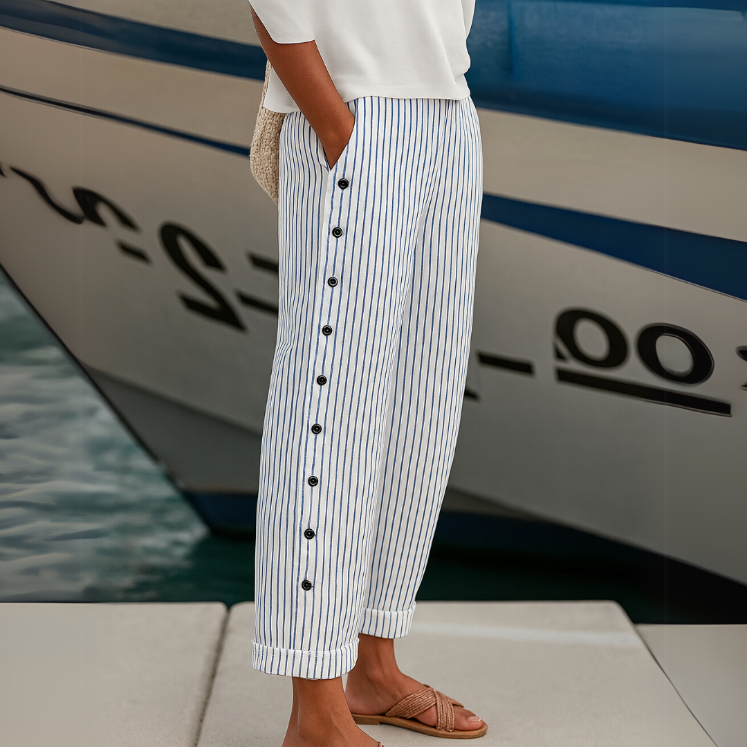 Cybèle | Elegantne pantalone sa dugmadima i prugama