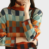 Kimberly | Džemper sa visokim ovratnikom i patchwork uzorkom