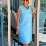 LOUISE -Elegantna haljina bez rukava s uskim krojem i laskavom siluetom