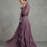 Demetria | Haljina Maxi sa Raskošnim Ovratom i Ruffles