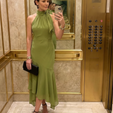 Winifred | Halter Midi Haljina sa Ključnom Otvornom