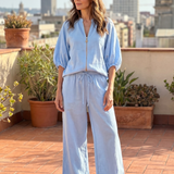 Natalia | Top bluzon sa rajsferšlusom i širokim pantalonama