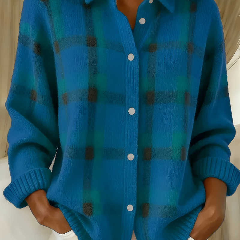 Nina - Cardigan Doux à Carreaux