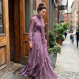 Demetria | Haljina Maxi sa Raskošnim Ovratom i Ruffles