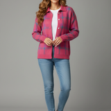 Nina - Cardigan Doux à Carreaux