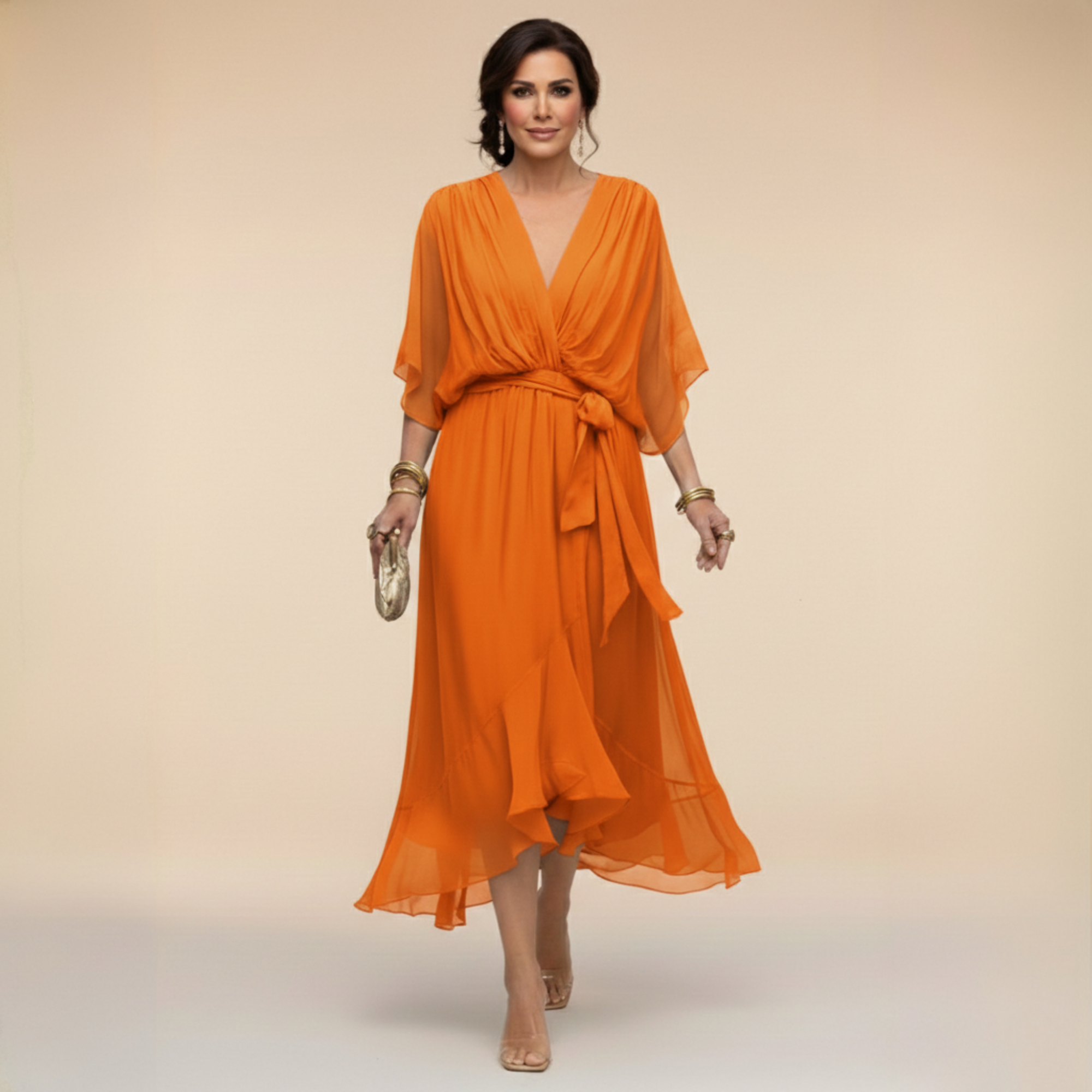 Monica – Haljina od šifona s V izrezom