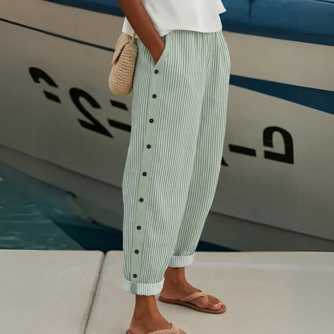 Cybèle | Elegantne pantalone sa dugmadima i prugama