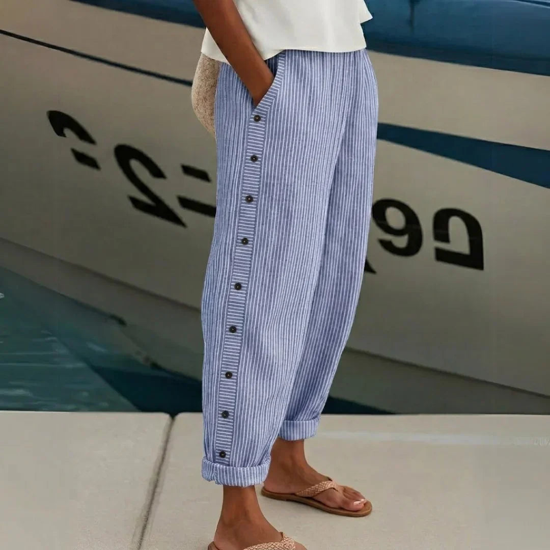 Cybèle | Elegantne pantalone sa dugmadima i prugama