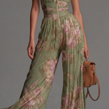 Macacão Zsófia - Chiffon Floral Plissiran
