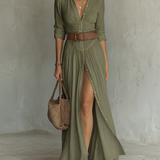 Amélia - Elegantna maxi haljina za žene sa kragnom