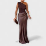 Elegantna Maxi Plisirana Haljina sa Jednim Rame