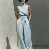 Marieta | Minimalistički komplet bez rukava i široke pantalone