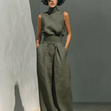 Marieta | Minimalistički komplet bez rukava i široke pantalone