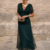 Olivia - Elegantna duga svečana haljina sa V-izrezom
