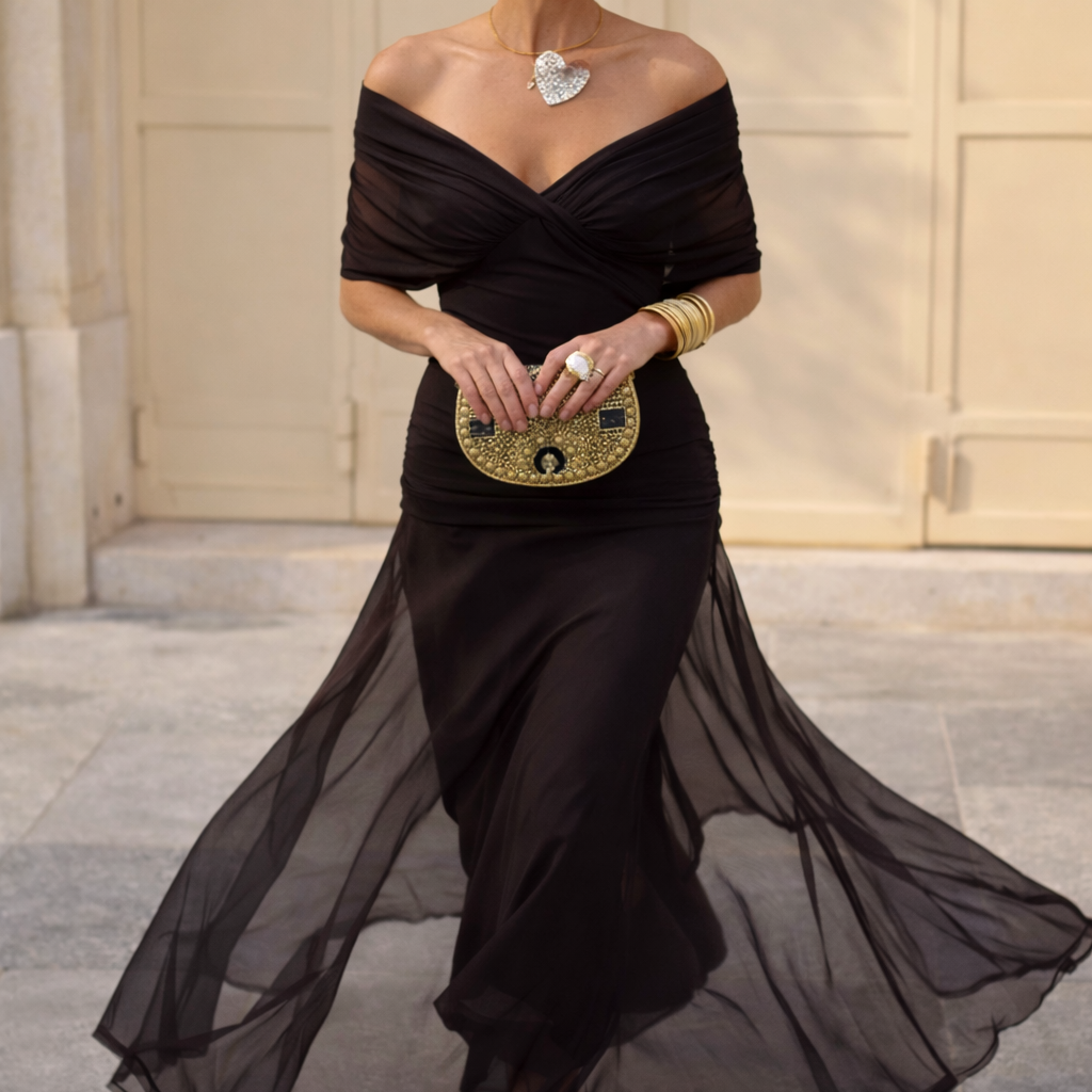 Olivia - Elegantna duga svečana haljina sa V-izrezom