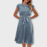 Claire - Mini Casual Haljina sa Kratkim Rukavima i Plisiranim Detaljima