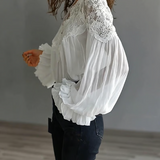 Laceva - Bluza s cvjetnom čipkom i lantern rukavima