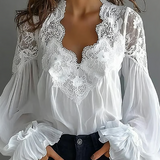 Laceva - Bluza s cvjetnom čipkom i lantern rukavima