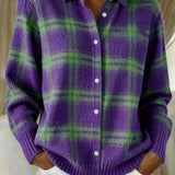 Nina - Cardigan Doux à Carreaux