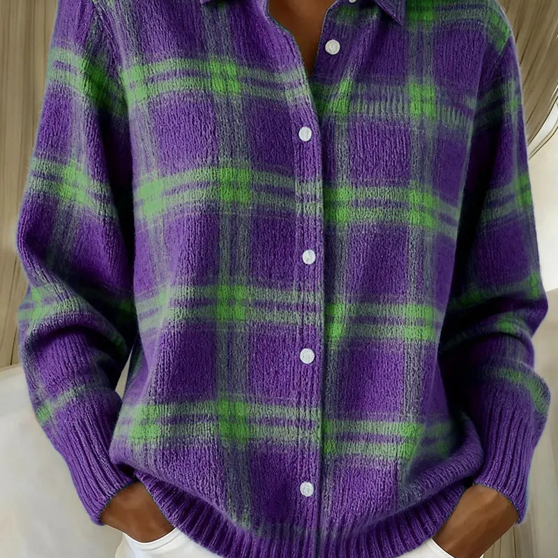 Nina - Cardigan Doux à Carreaux