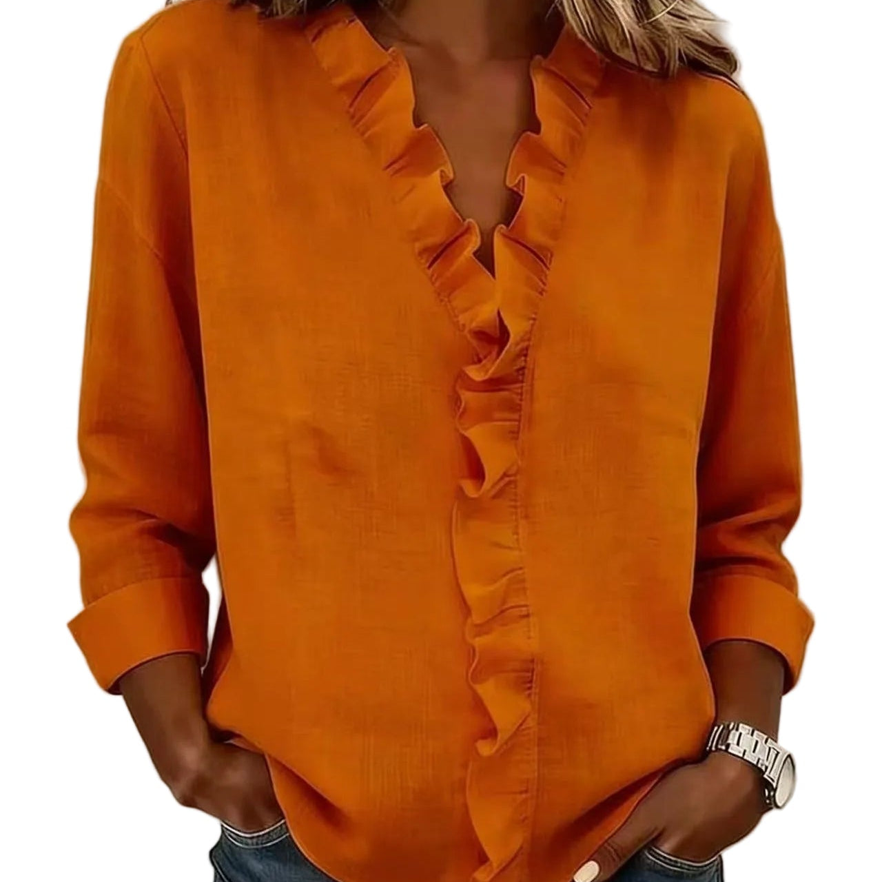 CLARA - Bluza s V izrezom i nježnim volanima