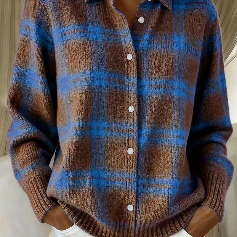 Nina - Cardigan Doux à Carreaux