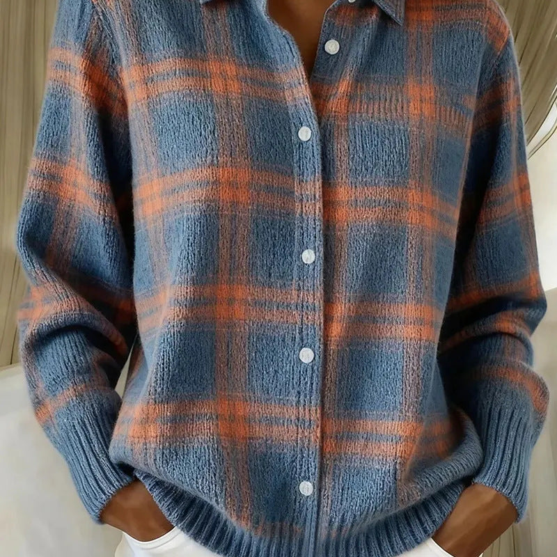 Nina - Cardigan Doux à Carreaux