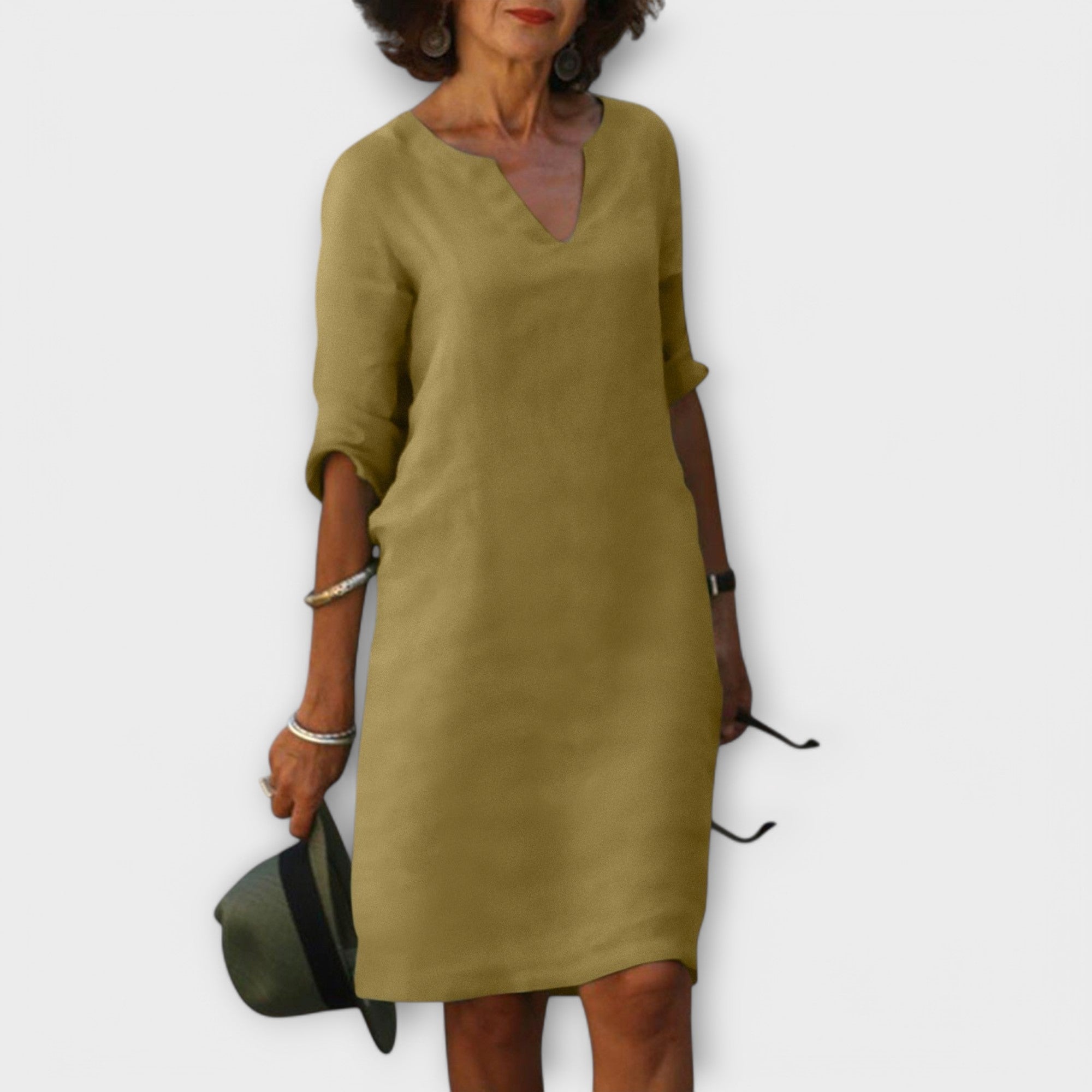 Sandra - Elegantna i Udobna Haljina sa V-Izrezom