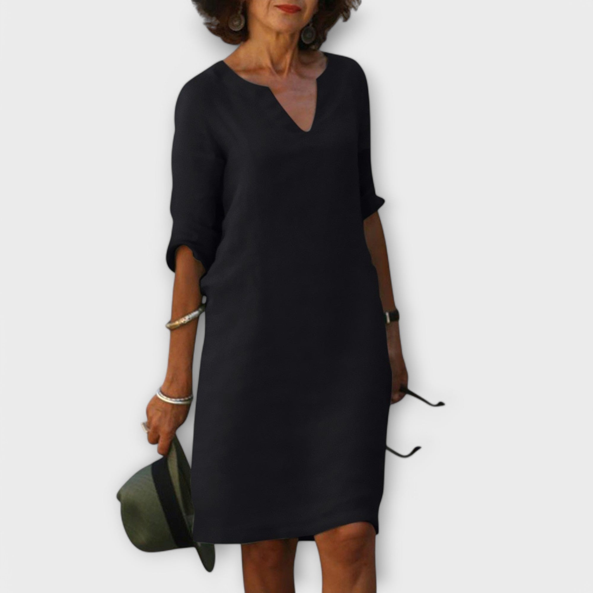 Sandra - Elegantna i Udobna Haljina sa V-Izrezom