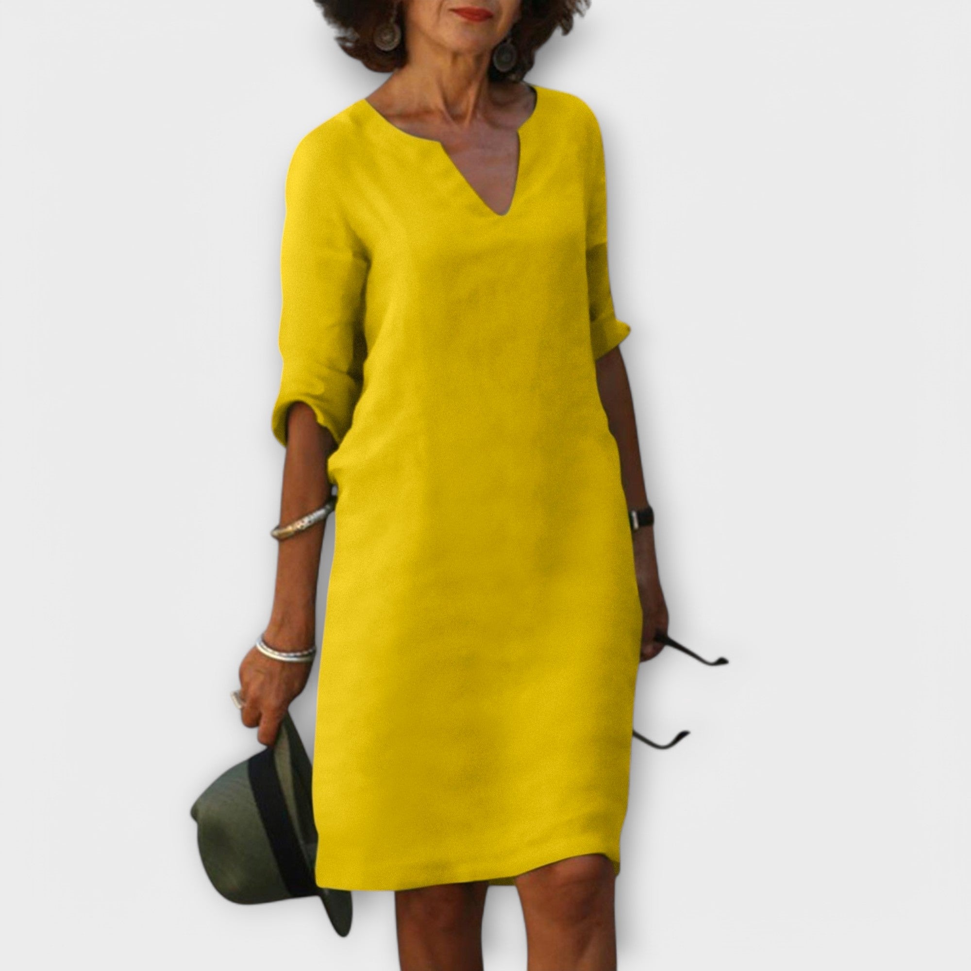 Sandra - Elegantna i Udobna Haljina sa V-Izrezom