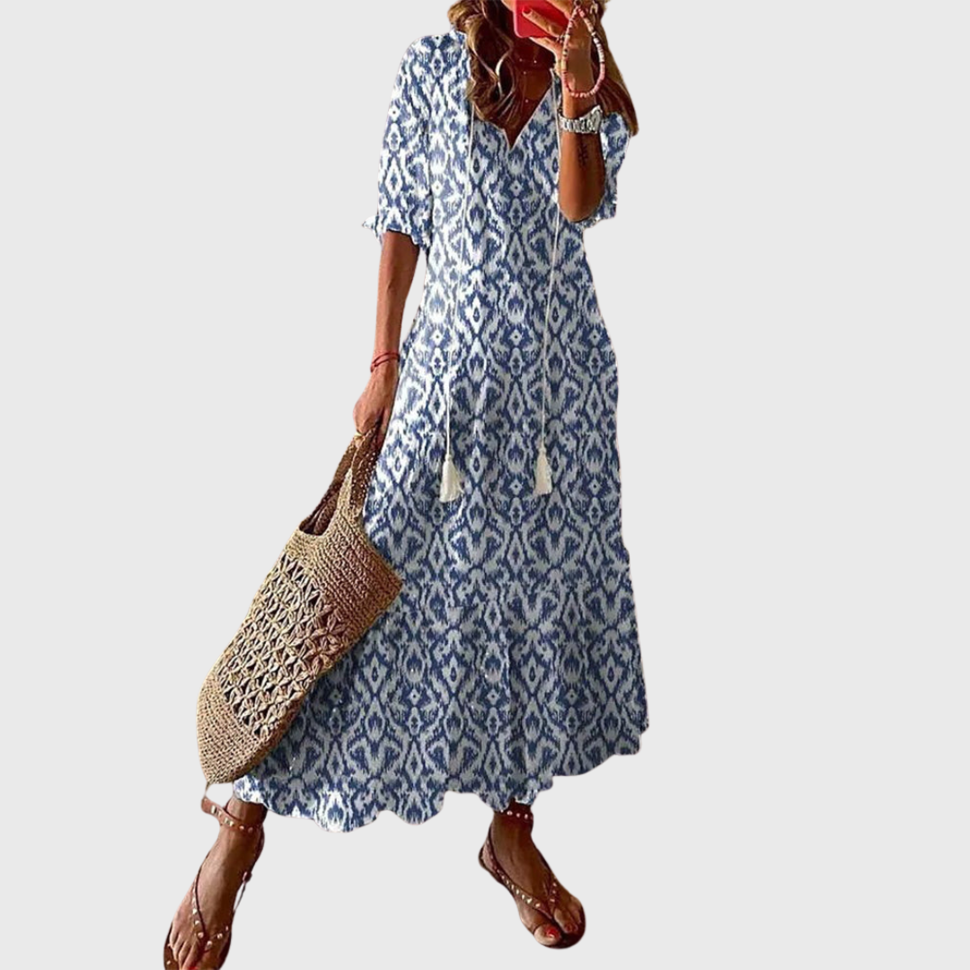 Béatrice | Boho Vintage Haljina sa V Izrezom i Dugmadima