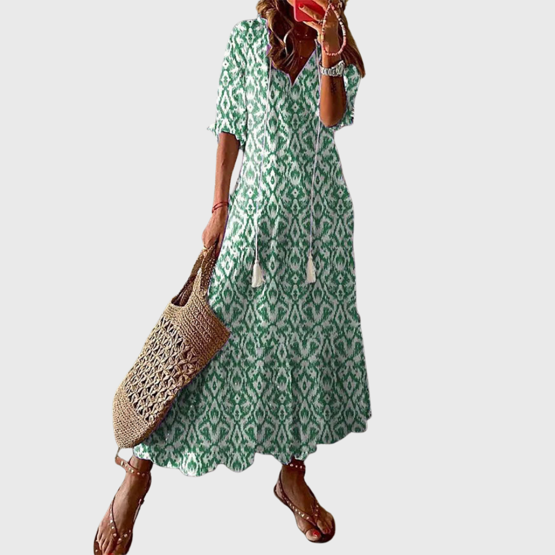 Béatrice | Boho Vintage Haljina sa V Izrezom i Dugmadima