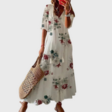 Béatrice | Boho Vintage Haljina sa V Izrezom i Dugmadima